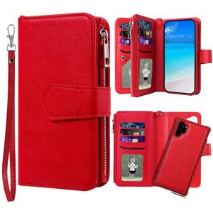 lot 14566 image: JZASES Case for Galaxy Note 10 PlusGalaxy Note 10 Plus 5G, 2 in 1 Magnetic Detachable Shockproof Case, Flip Folio PU Leather Cover with Card Slot for Samsung Galaxy Note 10 Plus, Red