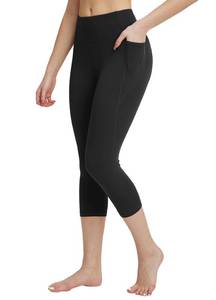 lot 14570 image: BALEAF Womens Yoga Capri Leggings with Pockets Plus Size High Waisted Workout Running Gym Casual Capris Pants Black XL