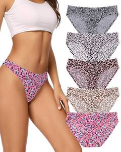 lot 14576 image: voenxe Women Bikini Underwear,Seamless Breathable Ladies Panties,No Show Comfortable Briefs Undies for Women,Hipster,5-Pack