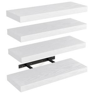 lot 14579 image: Fixwal 15.8in Floating Shelves, Rustic Wood Finish Wall Shelves Set of 4, Shelves for Wall Decor, with Invisible Brackets for Bathroom, Living Room,Bedroom and Kitchen(White)