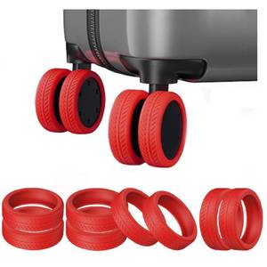 lot 14602 image: TUCANA Silicone Luggage Wheel Covers for Suitcases or Office Chair Caster, Elastic, Mute and Shockproof (Red)