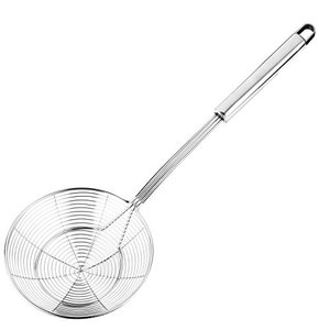 lot 14609 image: Hiware Solid Stainless Steel Spider Strainer Skimmer Ladle for Cooking and Frying, Kitchen Utensils Wire Strainer Pasta Strainer Spoon, 5.4 Inch