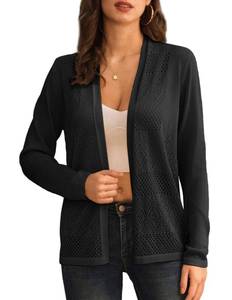 lot 14616 image: Womens Casual Long Sleeve Open Front Hollow Out Knit Cardigans Lightweight Solid Color Summer Cardigan