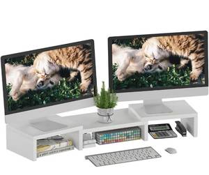 lot 18192 image: SUPERJARE Adjustable Dual Monitor Riser
