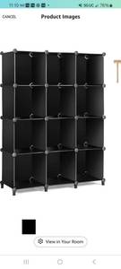 lot 18197 image: TomCare Cube Storage Organizer 12-Cube Closet Organizer and Storage Shelves Bookshelf Cubes Organizer Plastic Book Shelf Bookcase DIY Square Closet Cabinet Shelves for Bedroom Office, Black