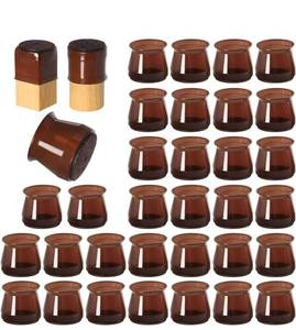 lot 18205 image: 32 Pcs Silicone Chair Leg Floor Protectors for Hardwood Floors, Brown Felt Bottom Chair Leg Covers