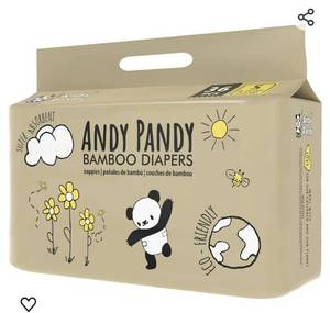 lot 18232 image: Andy Pandy Bamboo Disposable Diapers Med, White, 13- 22lbs, 80 Count