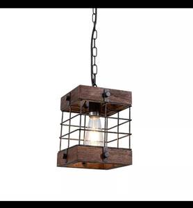 lot 18234 image: wochos Farmhouse Rustic Chandelier Light Fixtures, 1-Light Square Lantern Pen...