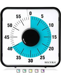 lot 18242 image: Secura 60-Minute Visual Countdown Timer, 7.5-Inch Oversize Classroom Visual Timer for Kids and Adults, Durable Mechanical Kitchen Timer Clock with Magnetic Backing (Blue