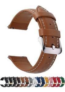 lot 18255 image: Fullmosa Watch Straps 20mm, Axus Series Leather Strap Replacement Watch Strap with Stainless Steel Metal Clasp for Men Women , Brown 20mm