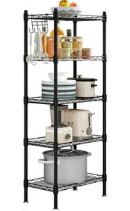 lot 18265 image: Shelf 5 Wier Metal Storage Rack Shelving Unit Organizer for Kitchen Laundry Garage Bathroom Pantry Closet Office(16.54 Wx11.81 Dx50 H,Black)