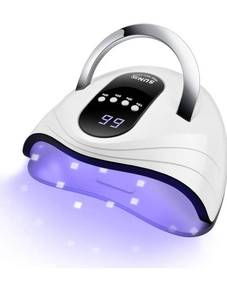 lot 18266 image: Sunrich UV Gel Nail Lamp 120W LED Nail Light Fast Dryer for Gel Polish Curing with 4 Timers Portable Handle Large Space Automatic Sensor (White)