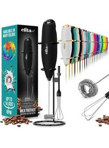 lot 18267 image: ElitaPro Powerful Milk Frother Wand - 2 in 1 Handheld Coffee Frother and Egg Beater - Mini Foam Maker With Stand - Whisk Drink Mixer & Foamer for Coffee, Latte, Matcha, Hot Chocolate