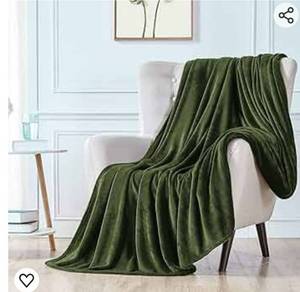 lot 18281 image: Walensee Fleece Blanket Plush Throw Fuzzy Lightweight (Throw Size 50x60 Olive Green) Super Soft