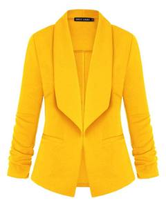 lot 20375 image: Unifizz Women Blazer Jacket Suit Casual Work Office Blazer for Women Open Front Basic Suit Jackets #Yellow - 2,Size M#