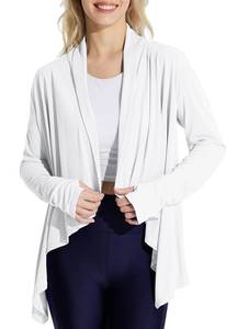 lot 20378 image: BALEAF Womens Beach Cover Up UPF 50 Sun Protection Lightweight Cardigan Sun Shirts Long Sleeve SPF Sun Wrap with Pocket Outdoor White L