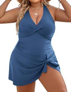 lot 20382 image: Blooming Jelly Women Plus Size Modest Swimsuit One Piece Tummy Control Bathing Suits Swimwear (3X-Large, Haze Blue)