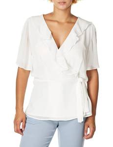 lot 20388 image: Calvin Klein Womens Wrap Top with Ruffle Sleeve, Soft White, Extra Small