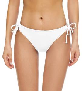 lot 20389 image: Bellecarrie Womens Tie Side Bikini Bottoms Low Rise String Bathing Suits Bottom, White, S