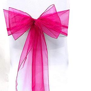 lot 20394 image: SARVAM FASHION Organza Chair Bow Sash Dcor Bows Sashes for Wedding Reception Events Banquets Decoration - (Pack of 25, Hot Pink)