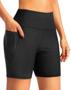 lot 20396 image: G Gradual Womens 6 High Waisted Swim Board Shorts Tummy Control Quick Dry Bathing Bottoms for Women with Panty Pockets(Black,XL)