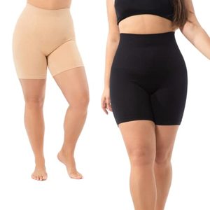 lot 20397 image: Soxbang 2 Packs High Waisted Body Shaper Shorts for Women Tummy Control Thigh Slimmers Under Dresses