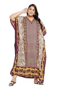 lot 20402 image: Oussum Paisley Print Kaftan for Women Polyester Caftan Dress Kimono Sleeve Plus Size Beach Maxi Dresses (Black Paisley Kaftan) One Size Fits All