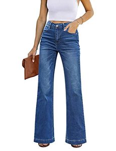 lot 20413 image: GRAPENT 80s Clothes Petite Jeans for Womens Wide Leg Jeans for Women Flare Pants for Women High Waist Womens Wide Leg Pants Color Lapis Longing Size 4- 6