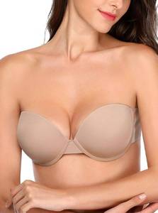 lot 20423 image: JOATEAY Womens Strapless Self Adhesive Bra Reusable Backless Sticky Push Up Bra Invisible (Nude, Cup D)