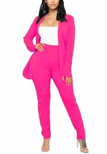 lot 20445 image: Women Blazer Pants Suit Elegant 2 Piece Open Front Blazer and Pants Set Casual Solid Work Office Outfits Rose XL