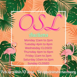lot 0001 image: OH SO LOVED AUCTIONS  OH SO GREAT DEALS  NATIONWIDE SHIPPING  HOURS LISTED IN MANY PLACES PLEASE SEE DESCRIPTION BEFORE CALLING FOR HOURS