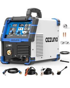 lot 59083 image: AZZUNO 200A MIG Welder,110V220V Dual Voltage multiprocess welder,Gas Gasless MIG Welding Machine,4 in 1 Flux MIGSolid WireLift TIGStick ARC Welder (Grey)-Retail-$289.99