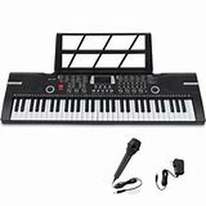 lot 59102 image: 61 key keyboard piano, Electronic Digital Piano with Built-In Speaker Microphone, Sheet Stand and Power Supply, Portable piano Keyboard Gift Teaching for Beginners-Retail-$44.96