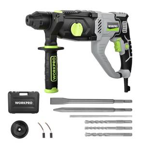 lot 1005 image: WORKPRO Premium 1-14 Inch SDS-Plus Rotary Hammer Drill, 7.5AMP, Lightweight Corded Version for Concrete Demolition Chipping Rotomartillo, 5 SDS-Plus Bits (visible use)