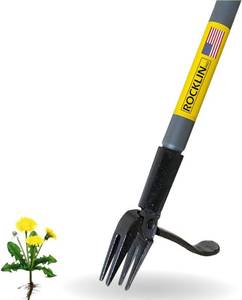 lot 10000 image: Rocklin Stand Up Weed Puller Tool - 4 Claw Steel Head - 48 inch Handle - 100% Metal - Easily Remove Weeds Without Bending or Kneeling