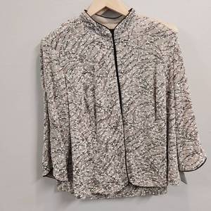 lot 10004 image: Alex Evenings womans two peice Blazer and Tank top Beige glittery floral size 2x