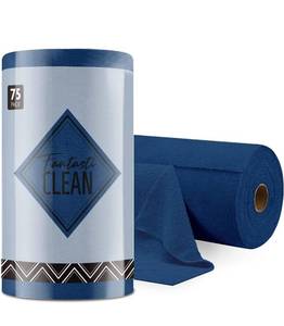 lot 10008 image: Microfiber Cleaning Cloth Roll -75 Pack, Tear Away Towels, 12 x 12, Reusable Washable Rags (Navy Blue)