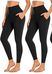 lot 10018 image: 2 Pack Leggings with Pockets for Women,High Waisted Tummy Control Workout Yoga Pants SMALL-MEDIUM