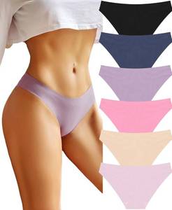 lot 10027 image: 6 Pack Women�s Underwear Seamless Bikini Panties Low Rise Cheeky Underwear Stretch Hipster Brief for Ladies MEDIUM