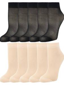 lot 10049 image: 10 Pairs Womens Soft Pantyhose Sheer Ankle High Socks Hosiery