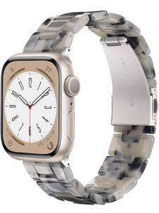 lot 10051 image: V-MORO Lightweight Apple Watch Bands,Fashion Resin Apple Watch Series 987 Band Starlight Stainless Steel Buckle Apple Watch Strap Compatible iwatch Series SE654321(Ink White,38mm40mm41mm)