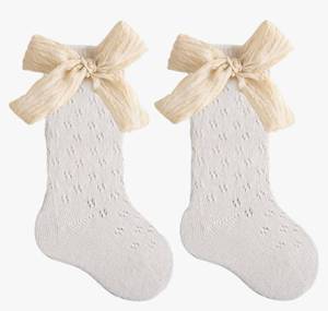 lot 10053 image: Baby Girls Knee High Socks Hollow Out Anti-skid Knitting Stockings Suitable for 0-2 Years Infants Toddlers