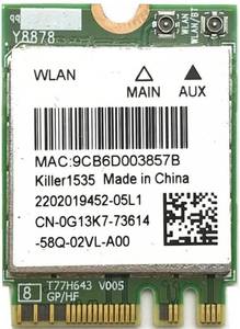 lot 10055 image: Killer 1535 867Mbps Support Bluetooth 4.1 NGFF M.2 WiFi Network Card for GE72GT72GT80GS60GE62P651SESGP650ST5