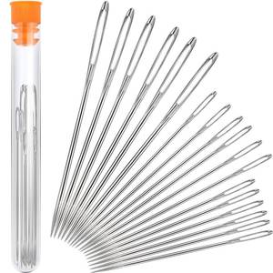 lot 10056 image: Large-Eye Needles Steel Yarn Knitting Needles Sewing Needles Darning Needle, 9 Pieces (Pointed)