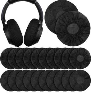 lot 10064 image: 300 Pieces Disposable Headphone Covers Non Woven Sanitary Headphone Ear Covers Black Fabric Headset Covers Ear Pad Covers for Headphones (Black,L-11 cm)