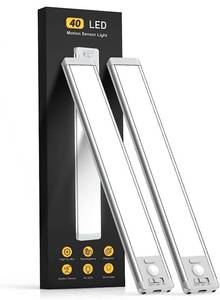 lot 10076 image: Under Cabinet Lights,40 LED Rechargeable Battery Operated Motion Sensor Light Indoor, 2 Pack Magnetic Dimmable Closet Lights, Wireless Under Counter Lights for Kitchen, Stairs