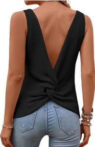 lot 10078 image: Verdusa Womens Casual Twist Back Sleeveless V Neck Tank Knit Top Vest XL