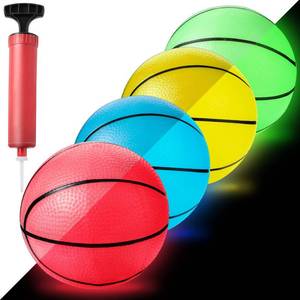 lot 10080 image: 3 Pieces 6.3 Inch Glow in the Dark Mini Basketball with Pump for Mini Basketball Hoop Midnight Colorful Mini Basketball Small Basketball Toy Cute Bouncy Ball for Kids(Green, Red, Yellow)
