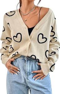 lot 10091 image: Verdusa Womens Plus Size Button Down Drop Shoulder Printed Sweater Cardigan Outerwear L