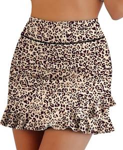 lot 10109 image: WOWENY Womens Swim Skirts Ruffle Swimsuit High Waist Swimming Skorts with Shorts Tankini Bikini Bottoms with Pocket S